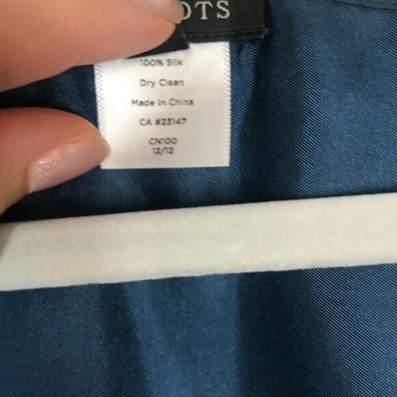 Talbots Blue and Cream 100% Silk open front water fall Shrug - Picture 3 of 6